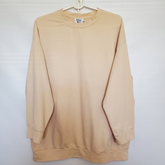 Princess Polly Tops - PRINCESS POLLY OVERSIZE SHIRT PULLOVER  CREW NECK LONG SLEEVES CREAM WOMENS (2)
